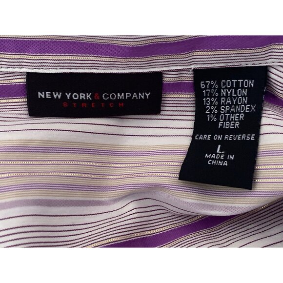 New York Co Stretch Blouse Stripe LS Button Front Women Large Lot of 2 - Picture 9 of 16